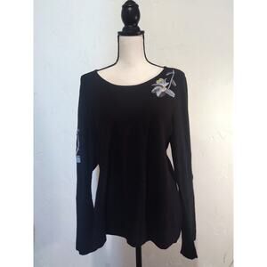 By Artisan Embroidered Black Sweater